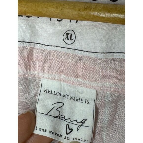 WOMENS FRANK & EILEEN BARRY 100% LINEN PINK WHITE STRIPED BUTTON UP SHIRT XL - Picture 4 of 12